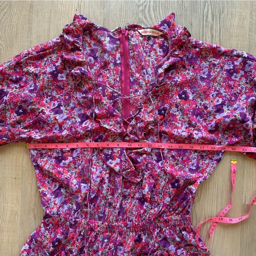 Rebecca Taylor 100% silk Spring Blossom Romper size 4 flower summer womens - Picture 7 of 12